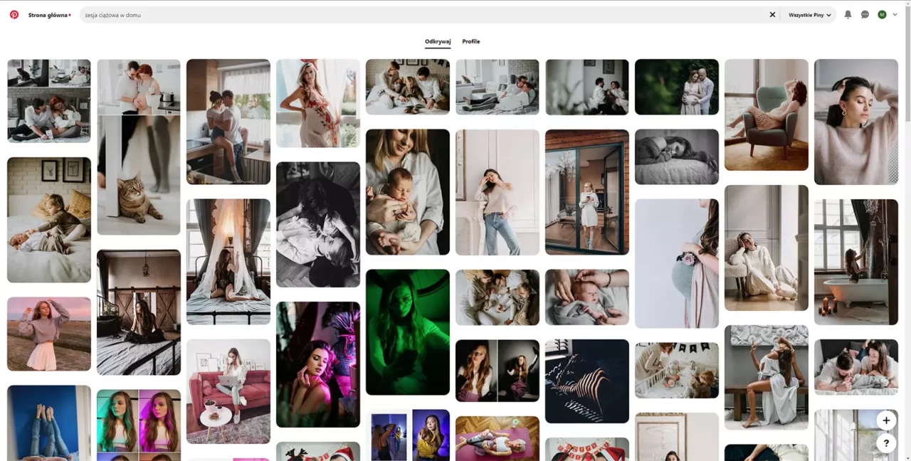 tablica inspiracji do sesji ciążowej z Pinterest