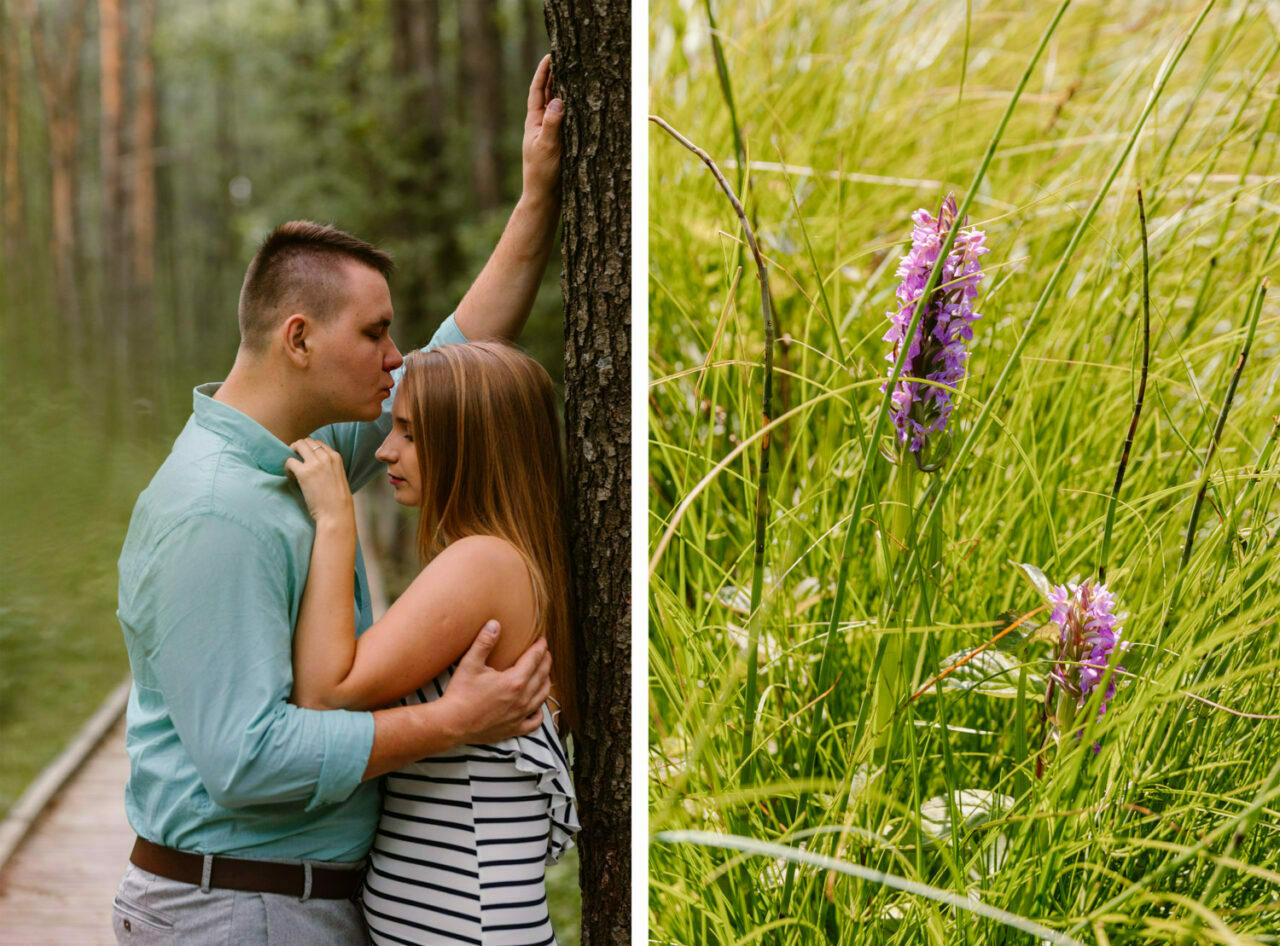 narzeczeńska sesja w parku narodowym - zakochani i kwiaty