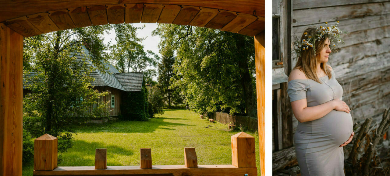sesja ciążowa w okolicy Lublina - portret mamy i sielski krajobraz